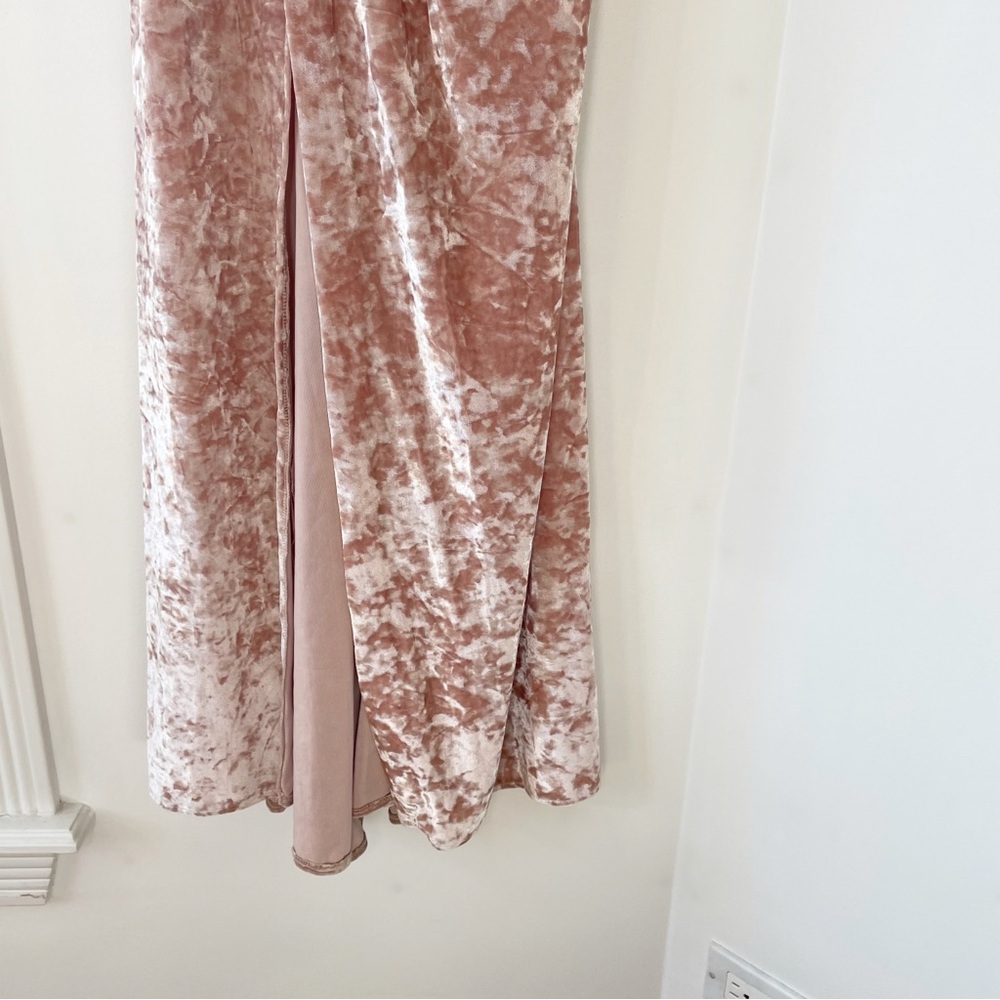 Xscape Pink Crushed Velvet Formal Gown | Size 12 - Picture 7 of 16